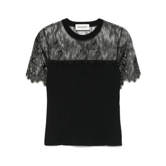 Sonia Rykiel Tops, Dames, Zwart, S, Lace T-Shirt