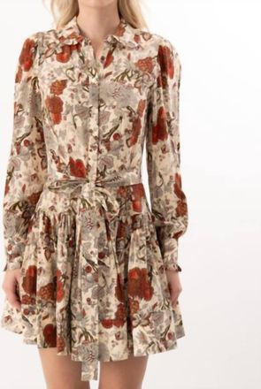 Ulla Johnson Simona Etched Indienne Floral Silk Long Sleeve Mini Dress In Winter Garden