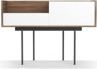 HERDASA Consola De Entrada Fabricada En Melamina Con Patas Met&aacute;licas, Modelo Diplomat (673) De Herdasa. Nogal-blanco