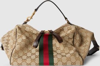 Gucci Small Crossbody Bag With Web, Beige, GG Canvas