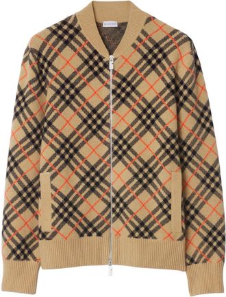 Burberry Burberry Check cardigan - men - Cashmere - L - Brown
