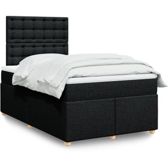 vidaXL Cama Box Spring Con Colch&oacute;n Tela Negro 120x200 Cm Vidaxl