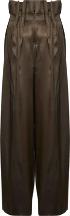 Khaite Womens Trousers Kira Dark Olive Satin Green Silk