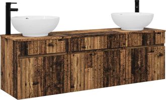 vidaXL Juego De Muebles De Ba&ntilde;o 3 Uds. Madera Envejecida Vidaxl