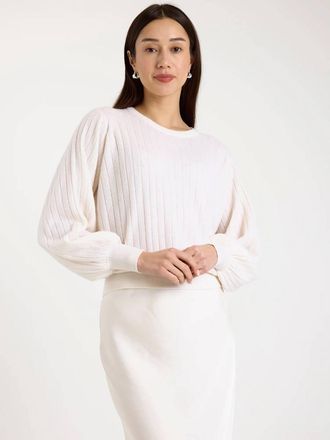 Brodie Pixie Crew Neck Jumper In Organic White