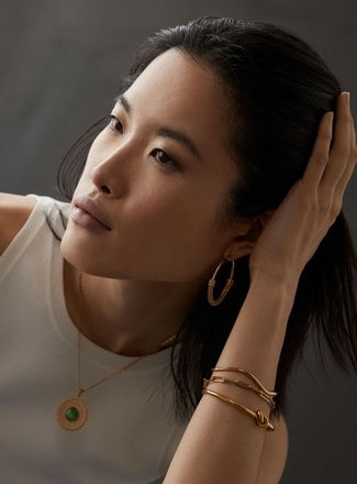 Simons Womens Large half-textured Hoop Earrings