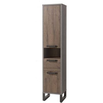 Composad Composad - Colonna da bagno 2 Ante ed 1 Cassetto stile Industrial grigio e rovere h 190 cm