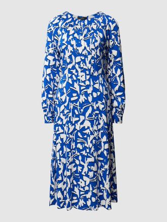 Comma Midikleid mit Allover-Muster in Royal, Gr&ouml;&szlig;e 44