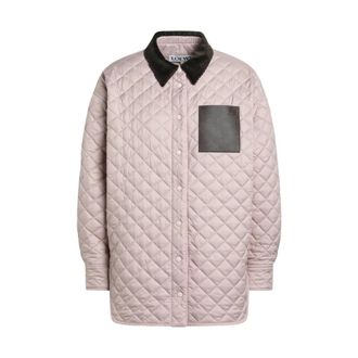 Loewe Light Jackets, female, Pink, Size: S Quilted Overshirt