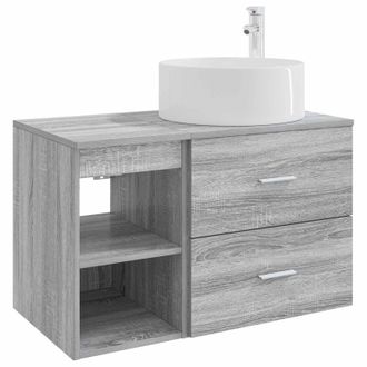 vidaXL Juego De Muebles De Ba&ntilde;o 2 Pcs Sonoma Gris Madera De Ingenier&iacute;a Vidaxl