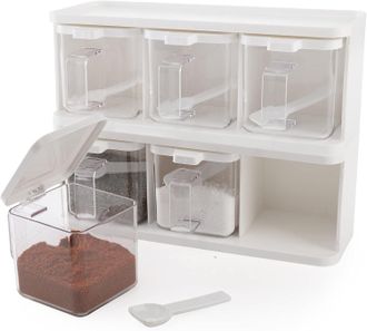 OEM Juego De 2 Cajas Transparentes Para Especias Con 3 Compartimentos