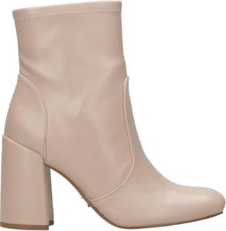 Steve Madden Locole Enkellaarsjes - Dames - Laarzen met Hak - Beige - 36 EU - Leer - Schoenen