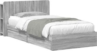 vidaXL Estructura De Cama Con Almacenamiento Sonoma Gris 100 X 200 Cm Vidaxl
