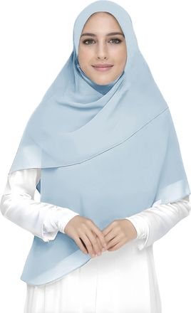 Lina & Lily Premium Chiffon Hijab Head Scarf Shawl Wrap for Muslim Women Square 145 x 145cm (Baby Blue)