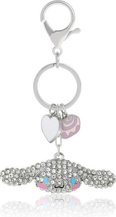 Hello Kitty Cinnamoroll Crystal Keychain with Candy & Heart Charms in Silver at Nordstrom