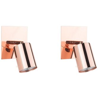 Beliani Conjunto De 2 L&aacute;mparas De Pared Aplique De Metal Cobre Ajustable Estilo Glamour Tigris