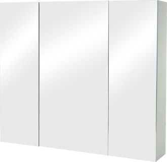 Hhg Armario Con Espejo Hhg 806b, Armario De Pared Para Cuarto De Ba&ntilde;o, 6 Estantes Alto Brillo Certificado Mvg 70x80x16cm, Gris