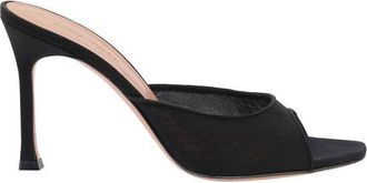 Amina Muaddi Black Nylon Stiletto Heel Womens Sandals