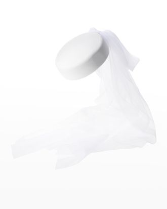 Maison Michel Jackie Wool Pillbox Hat w/ Bow Veil