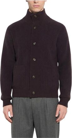Paolo Pecora Maglia Cardigan - Heren - Truien - Bruin - Maat: XL Wol