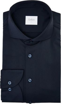 Fakts Slim Fit Leisure Shirt Stretch - Heren - Zakelijke Overhemden - Blauw - XL - Leer - Overhemden