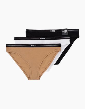 HUGO BOSS Womens 3-Pack Power Logo Briefs, Black/White/Pink - Brown - Size: 10