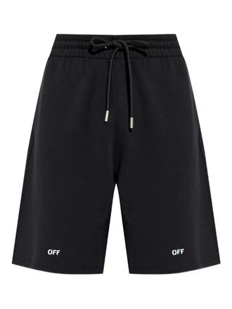 Off-white logo-print drawstring shorts - men - Cotton - S - Black