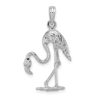 Diamond2Deal 14k Gold 3-D Textured Flamingo Charm