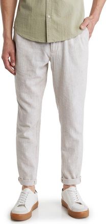 14th & Union Elastic Waist Linen Blend Trim Fit Pants in Tan Burrow- White Eoe at Nordstrom Rack, Size Xx-Large