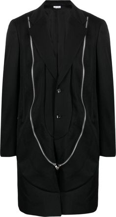 Comme Des Garçons zip-detailed wool coat - men - Wool/Cupro - M - Black