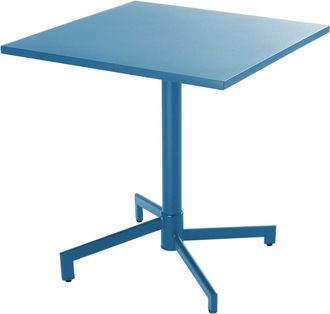 Oviala Mesa cuadrada de jard&iacute;n tipo bistr&oacute; con tapa plegable, azul Pac&iacute;fico