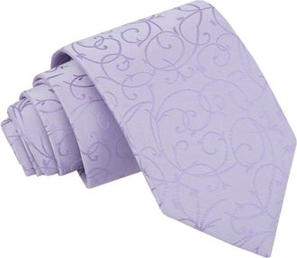 DQT Swirl Floral Patterned Wedding Classic Neck Tie for Men - Lilac
