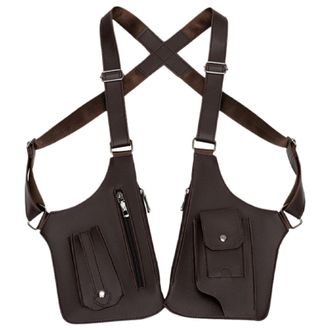 Generic Comfortable Mens Underarm Bag PU Bag Multifunctional Anti Theft Shoulder Bag For Men Multi-Pocket Double-Shoulder Bag For Hiking