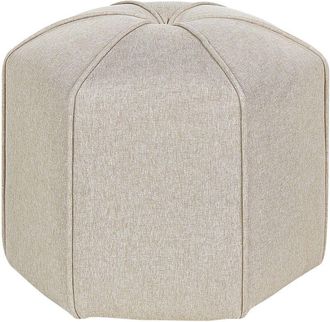 Beliani Beliani - Modern Round Pouffe Footstool Accent Linen Fabric Bedroom Living Room Beige Wishek
