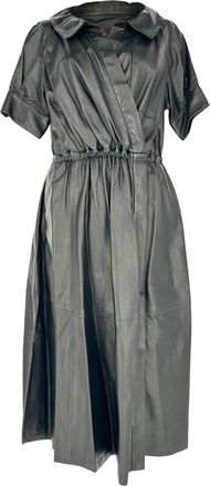 Altuzarra Lydia Midi Dress in Black Lamb Leather