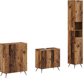 vidaXL Juego De Armarios De Ba&ntilde;o De 3 Piezas Breda Madera Envejecida Vidaxl