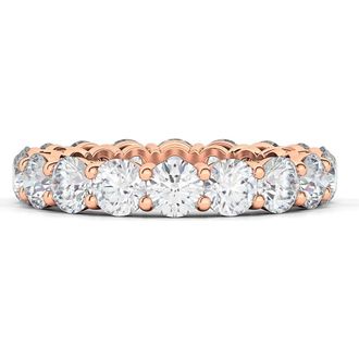 HauteCarat Lab Created Diamond Single Prong 18K Gold Eternity Band Ring in Rose Gold at Nordstrom, Size 7.5