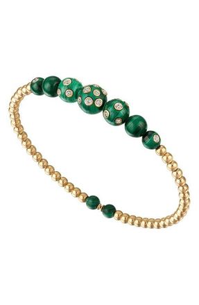 Eden Presley Bubbles Diamond & Malachite Beaded Flex Bangle Bracelet in Green at Nordstrom