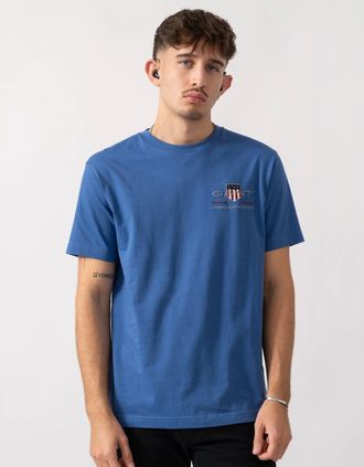GANT Mens GANT Mens Regular Fit Embroidered Archive Shield T-Shirt - 407 Rich Blue - Size: 40