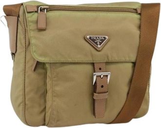 Prada Pre-owned Cross Body Bags, female, Beige, Size: ONE SIZE Pre-owned Vintage Nylon Shoulder Bag
