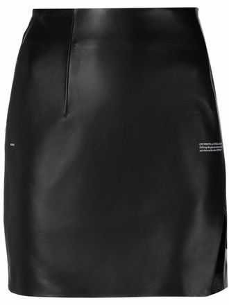 Off-white slit-detail high-waisted leather skirt - Black