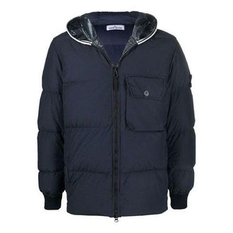 Stone Island Padded Zip-Up Down Coat Navy 751543432-V0020