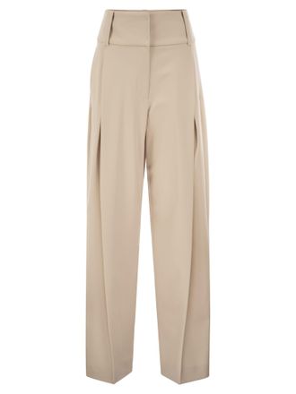 Sportmax Sportmax Spxgirino stretchbroek van scheerwol met wijde pijpen