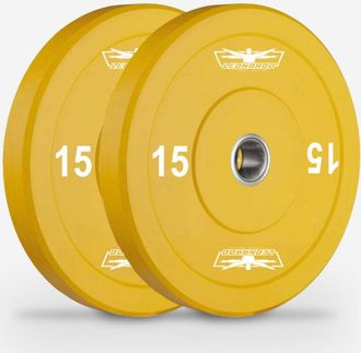 Leonardo 2 x 15 kg dischi bumper olimpionici gomma e acciaio 50mm cross training Hanzo
