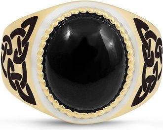 LuvMyJewelry Black Onyx Sterling Silver Men Signet Ring With Enamel