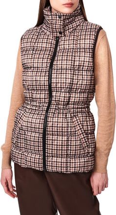 Bernardo Water Resistant Houndstooth Quilted Puffer Vest in Multi Brown at Nordstrom Rack, Size Xx-Large