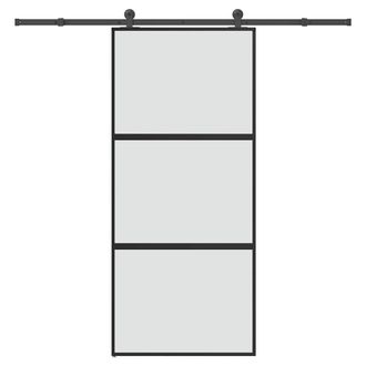 Berkfield Home Sliding Door with Hardware Set 90x205 cm Tempered Glass&Aluminium in Black