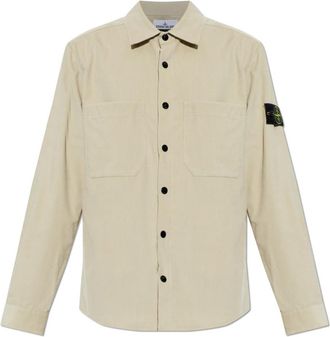 Stone Island Het Corduroy Overhemd - Heren - Casual Overhemden - Beige - S - Katoen - Overhemden