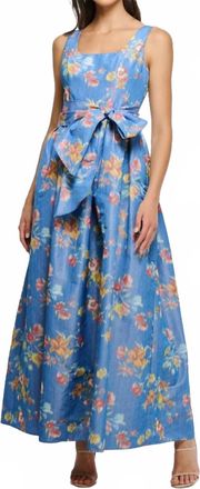 Shoshanna Wren Floral Taffeta Dress In Blue