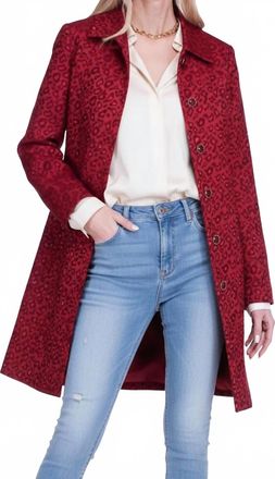 Jade Yoga Collar Fitted Coat In Cheetah Brocade